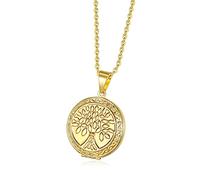TOFBS Collar Foto Locket Personalizado Redondo Guardapelo Locket para Mujeres Collar Acero Inoxidable de Regalo Romántico Personalizada Memorial para Madre (dorado*Árbol de la vida)