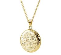 TOFBS Collar Foto Locket Personalizado Redondo Guardapelo Locket para Mujeres Collar Acero Inoxidable latón de Regalo Romántico Estampa Flores Joyería Personalizada Memorial para Madre (dorado)