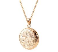 TOFBS Collar Foto Locket Personalizado Redondo Guardapelo Locket para Mujeres Collar Acero Inoxidable latón de Regalo Romántico Estampa Flores Joyería Personalizada Memorial para Madre (rosado)