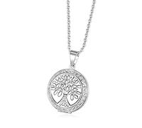 TOFBS Collar Foto Locket Personalizado Redondo Guardapelo Locket para Mujeres Collar Acero Inoxidable de Regalo Romántico Personalizada Memorial para Madre (plateado*Árbol de la vida)