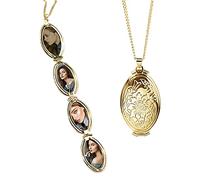 TOFBS Collar Foto Locket Personalizado Redondo Guardapelo Locket para Mujeres Collar latón de Regalo Romántico Estampa Flores Joyería Personalizada Memorial para Madre (dorado*4 fotos)