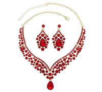 TOFBS Conjunto Collar Pendientes Cristales Brillantes Gargantilla Elegante Joyería Nupcial Adorno Mujer Accesorio Ceremonia