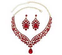 TOFBS Conjunto Collar Pendientes Cristales Brillantes Gargantilla Elegante Joyería Nupcial Adorno Mujer Accesorio Ceremonia