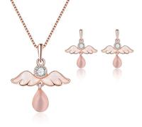 TOFBS Conjunto Joyas Ángel Alas Piedra Ojo Gato Collar Pendientes Cristal Brillante Mujer Accesorios Elegantes
