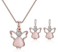 TOFBS Conjunto Joyas Ángel Alas Piedra Ojo Gato Collar Pendientes Cristal Brillante Mujer Accesorios Elegantes