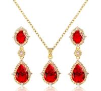 TOFBS Conjunto Joyas Lágrima Cristal Zirconia Collar Pendientes Chapado Oro Brillante Elegante Adorno Mujer Boda Fiesta