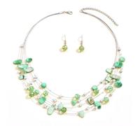 TOFBS Conjuntos de Joyas de Conchas de Cristal de Collar y Pendientes Boda Fiesta Cumpleaños Día de San Valentín Regalos (Verde)
