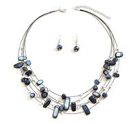 TOFBS Conjuntos de Joyas de Conchas de Cristal de Collar y Pendientes Boda Fiesta Cumpleaños Día de San Valentín Regalos (Negro)