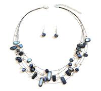 TOFBS Conjuntos de Joyas de Conchas de Cristal de Collar y Pendientes Boda Fiesta Cumpleaños Día de San Valentín Regalos (Negro)