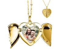TOFBS Imágenes medallón para abrir con cadena corazón alas de ángel damas collar personalizado amuleto colgante con foto joyería, Klein, Metal