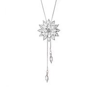 TOFBS Largo Colgante Collares Mujer Plata Cristal Flor Perlas Borlas Circón Suéter Ajustable Vestido Collares Conjunto Joyería Moda Regalos (Blanco)