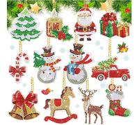 TOFBS Llavero Navideño Personalizado 12 Piezas Pintura de Diamante DIY Colgante Manualidades para Decoraciones Cumpleaños Navidad y Regalos（#1）