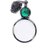 TOFBS Lupa Colgante Redonda Estilo Vintage Aumento 5X Cristal Rojo Cadena Metálica Lectura Portátil Documentos