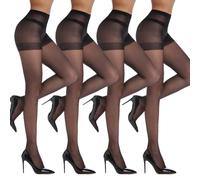 TOFBS Medias Invisibles 4 Pares Pantimedias 10D Confort Total Soft Touch Panty Refrescante de Verano Sexy Transparentes Leotardos Lisas y Finas para Mujer (Negro)