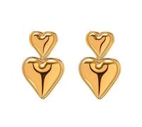 TOFBS Pendientes de Corazón Dorados Acero Inoxidable Pendientes de Moda para Mujer Joyas Elegantes Accesorios de Alta Calidad