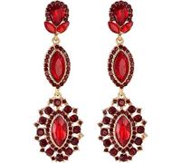 Tofbs Pendientes Largos De Gota Con Cristales Verdes Brillantes Joyería Elegante Para Mujer Accesorios De Moda Pendientes Colgantes De Diseño Glamuroso