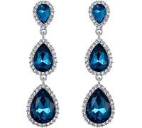 TOFBS Pendientes Largos Gota Cristal Circonio Cúbico Brillantes Elegantes Joyería Mujer Fiesta Boda Noche Lujo