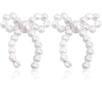 TOFBS Pendientes Lazo Perlas Elegantes Aretes Forma Moño Joyería Femenina Adornos Orejas Accesorios Mujer Decorativos