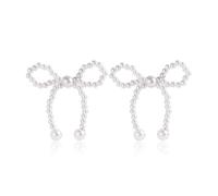 TOFBS Pendientes Lazo Perlas Elegantes Aretes Forma Moño Joyería Femenina Adornos Orejas Accesorios Mujer Decorativos
