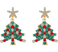 TOFBS Pendientes Mujer Árbol de Navidad con Cristales Coloridos Joyería Festiva para Navidad Regalos Originales para Mujer