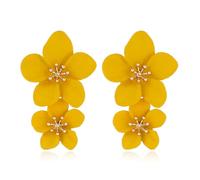 TOFBS Pendientes Mujer Pendientes Bohemios Dobles Pendientes Gota Colgantes de Flores Hipoalergénicos para Mujeres y Niñas(Amarillo)