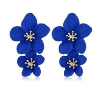 TOFBS Pendientes Mujer Pendientes Bohemios Dobles Pendientes Gota Colgantes de Flores Hipoalergénicos para Mujeres y Niñas(Azul)
