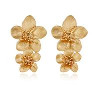 TOFBS Pendientes Mujer Pendientes Bohemios Dobles Pendientes Gota Colgantes de Flores Hipoalergénicos para Mujeres y Niñas(Oro)