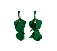 TOFBS Pendientes Mujer Rosa Pétalo Colgantes Pendientes Elegante Gota Statement Vintage Florales Exagerada Flor 925 Plata Largos Pendientes Joyería para Mujeres Niñas Borla Fiesta Verde