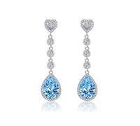 TOFBS Pendientes para Mujer Circonita Largos Cuelgan Aretes Elegante Vintage Lágrima Hipoalergénicos Declaración Joyería Regalar（Azul）