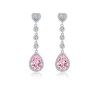 TOFBS Pendientes para Mujer Circonita Largos Cuelgan Aretes Elegante Vintage Lágrima Hipoalergénicos Declaración Joyería Regalar（Rosa）