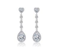 TOFBS Pendientes para Mujer Circonita Largos Cuelgan Aretes Elegante Vintage Lágrima Hipoalergénicos Declaración Joyería Regalar（Blanco）