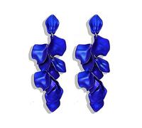 TOFBS Pendientes para Mujer con Pétalos de Rosa Colgantes, Flor Elegante Gota Statement Florales Borla (Azul/Largo)