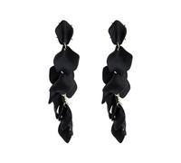 TOFBS Pendientes para Mujer con Pétalos de Rosa Colgantes Flor Pendientes Elegante Gota Statement Florales Borla Pendientes (Negro/Largo)