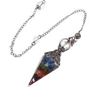 TOFBS Péndulo Cónico Multicolor Chakra Cuarzo Natural Radiestesia Adivinación Cristal Terapéutico Meditación Equilibrio Energético