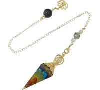 TOFBS Péndulo Cónico Multicolor Chakra Cuarzo Natural Radiestesia Adivinación Cristal Terapéutico Meditación Equilibrio Energético