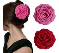 TOFBS Pinzas Pelo Mujer 2 Piezas Antideslizantes Cabello Sujeción Agarre Fuerte Rosas Flower Hair Clip Accesorios Para Diario Fiesta Boda Playa Viajes（Rosa + Rojo）