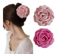TOFBS Pinzas Pelo Mujer 2 Piezas Antideslizantes Cabello Sujeción Agarre Fuerte Rosas Flower Hair Clip Accesorios Para Diario Fiesta Boda Playa Viajes（Rosa + Rosa Raíz de Loto）
