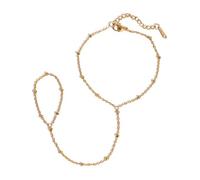 TOFBS Pulsera 18K Oro Acero Inoxidable Pulseras de Cadena de Mano Retro Esclavo Anillo de Dedo Pulsera Joyería Bohemia Regalos para Mujeres y Niñas(SET A)
