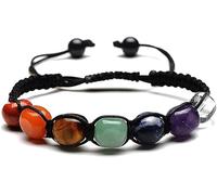 TOFBS Pulsera Chakra Piedras Naturales Ajustable Cuadrada Trenzada Multicolor Equilibrio Energético Joyería Mujer