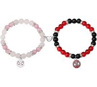 TOFBS Pulseras Elásticas Cuentas Redondas Máscara Colgante Corazón Metálico Amistad Complemento Hombre Mujer Juvenil