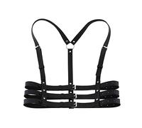 TOFBS Punk Cinturón de Arnés de Cintura Cuerpo de Cuero Cadena de Pecho Chaleco Gótico Negro Cinturón Joyería Corporal Ajustable para Mujer Niñas Fiesta de Cosplay Rave Disfraz de Halloween (#5)