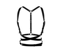 TOFBS Punk Cinturón de Arnés de Cintura Cuerpo de Cuero Cadena de Pecho Chaleco Gótico Negro Cinturón Joyería Corporal Ajustable para Mujer Niñas Fiesta de Cosplay Rave Disfraz de Halloween (#2)