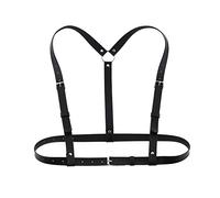 TOFBS Punk Cinturón de Arnés de Cintura Cuerpo de Cuero Cadena de Pecho Chaleco Gótico Negro Cinturón Joyería Corporal Ajustable para Mujer Niñas Fiesta de Cosplay Rave Disfraz de Halloween (#4)