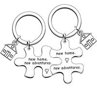 TOFBS Puzzle Partner Llavero Colgante Set Letters de aleación de acero inoxidable con grabado Llavero de pareja Amor Amistad Regalos Plata (2 PCS#4)