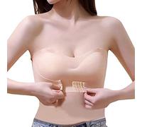 TOFBS Sujetador Bandeau sin Tirantes para Mujer Niñas Sujetadores sin Aros Hebilla Delantera Invisible Push Up Bra con Retirable Relleno y Tirantes (Beige,L)