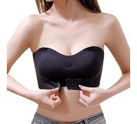 TOFBS Sujetador Bandeau sin Tirantes para Mujer Niñas Sujetadores sin Aros Hebilla Delantera Invisible Push Up Bra con Retirable Relleno y Tirantes (Negro,XL)