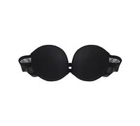 TOFBS Sujetador sin Tirantes para Mujer y Niñas Sexy Hebilla Delantera Bandeau Antideslizante Sujetadores Aros con Relleno Invisible Push Up Bra Encaje Sujetador sin Espalda (Negro,L)