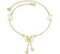TOFBS Tobillera Mariposa Elegante Acero Inoxidable Cadena Fina Colgantes Estrellas Cristales Brillantes Ajustable Mujer