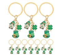 Tofficu 10 Llaveros de Trébol de Cuatro Hojas Suerte Metálicos Verdes para Día de San Patricio, Accesorios Festivos Irlandeses para Mochila, Bolso y Regalos Temáticos de Fiesta