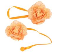Tofficu 2 Piezas Alzapaños de Lino para Cortinas Abrazadera de Cortina Flores Naranja Forma de Flor Botón Magnético sin Perforaciones Sujeta Firmemente y Cumpleaños
